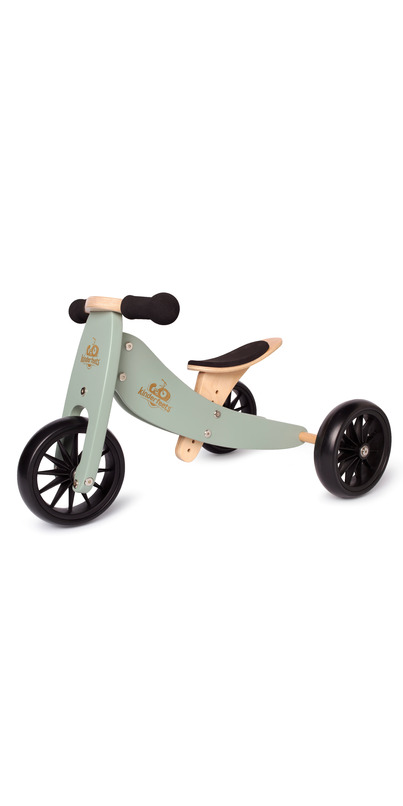 Kinderfeets Tiny Tot Sauge – Tricycle Et Draisienne 2 En 1 En Bois, Vert Sauge, Dès 1 An