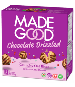 MadeGood Birthday Cake Chocolate Drizzled Crunchy Oat Bites 