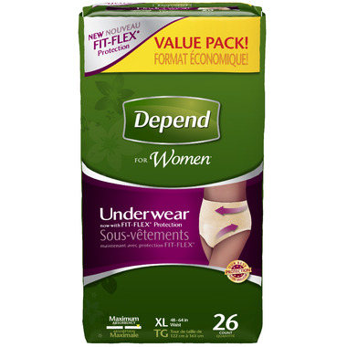 Depend FIT-FLEX Womens Absorbent Underwear, Large, Tan Pack