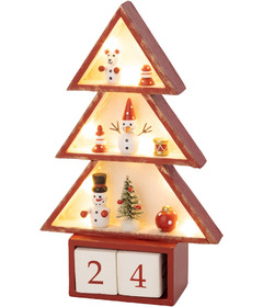 Calendrier de l'Avent Silver Tree Arbre de Noël rouge