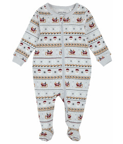 Petit Lem Sleeper Light Grey with Santa Fair Isle Print