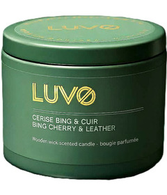 LUVO Wooden Wick Scented Candle Bing Cherry & Leather
