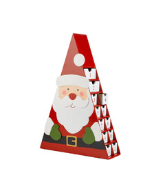 Silver Tree Painted Wood Triangular Santa Advent Calendar
