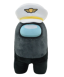 YuMe Among Us Peluche officielle de 12 pouces noire avec chapeau de capitaine