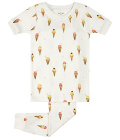 Petit Lem Short Sleeve PJ Set Ice Cream Cone Print on Ivory
