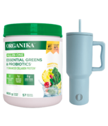 Organika All-In-One Essential Greens & Probiotics et Blue Tumbler Bundle