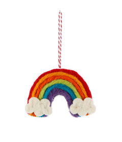 Silver Tree Felt Rainbow and Clouds Ornament