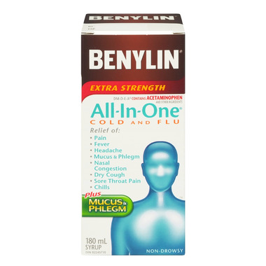 Benylin All-In-One Extra Strength Cold & Flu Daytime Syrup Benylin All-In-One Extra Strength Cold & Flu Daytime Syrup