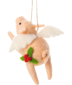 image of Silver Tree Felt Ornament Flying Pig Angel with sku:329968