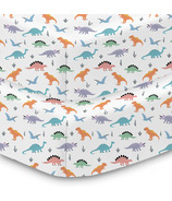 BreathableBaby Cotton Percale Fitted Sheets for Crib & Mattress Dinosaurs