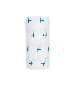Lulujo Swaddle Blanket Muslin Cotton LG Airplanes