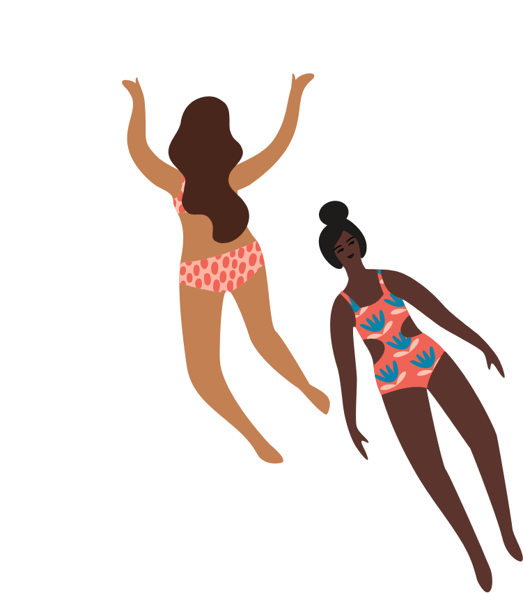 two ladies in swimwear icons