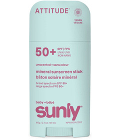 ATTITUDE Sunly Mineral Sunscreen Face & Body Stick Baby SPF 50 Unscented