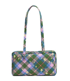 BAGGU Nylon Bowler Bag Green Star Plaid