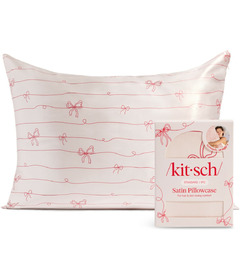 Kitsch Standard Satin Pillowcase Striped Bows