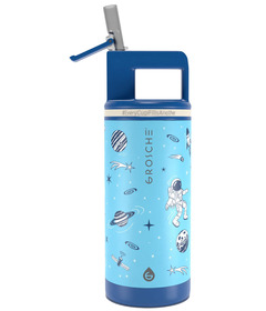 GROSCHE Alpine Kids Flip 'N Sip Water Bottle with Straw Space