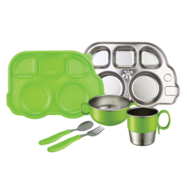 Innobaby Din Din Stainless Mealtime Set Green Innobaby Din Din Stainless Mealtime Set Green