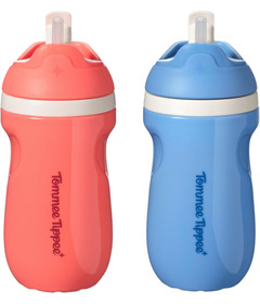Tommee Tippee Sporty Straw Spill Proof Water Bottle Blue & Red
