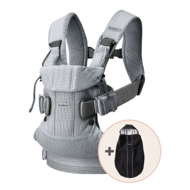 BabyBjorn Baby Carrier One Air Silver with FREE Black Carrier Cover Bundle