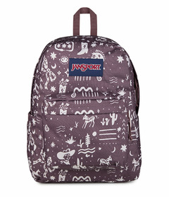 Jansport Superbreak Plus Backpack Yeehaw And Horses Mahogany Haze