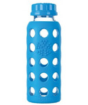 Lifefactory Glass Baby Bottle with Flat Cap and Silicone Sleeve Ocean