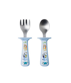 The First Years Bluey Toddler Fork and Spoon Set with Handle Guards