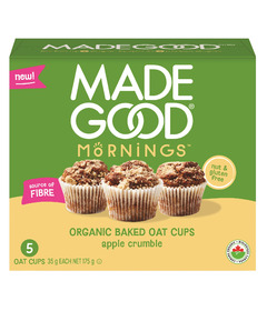 image of MadeGood Mornings Organic Baked Oat Cups Apple Crumble with sku:329834