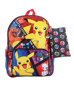 Bioworld Pokemon Trainer Gotta Catch 'Em All Youth 5 Piece Backpack Set
