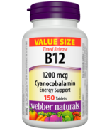 Webber Naturals Vitamin B12 and Cyanocobalamin Value Size