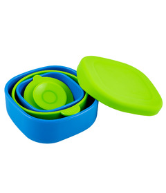 Lunchbots Nested Bitty Silicone Bowl Set Blue Green