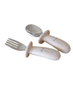 Micasso & Co Silicone and Metal Spoon and Fork Set Sand