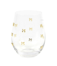 Harman Bow Embellished Classic Stemless Wine Glass Gold