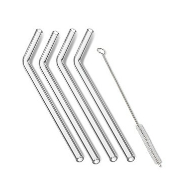 Outset Glass Reusable Bent Drinking Straws + Cleaning Brush Outset Glass Reusable Bent Drinking Straws + Cleaning Brush