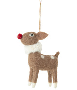 Silver Tree Felt Ornament Cartoon Reindeer Red Nose