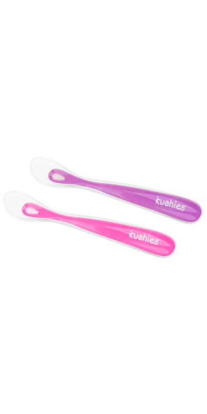 Grey Kushies SILIFEED Silicone Feeding Spoons for babies and toddlers Pink/Purple 2 PK