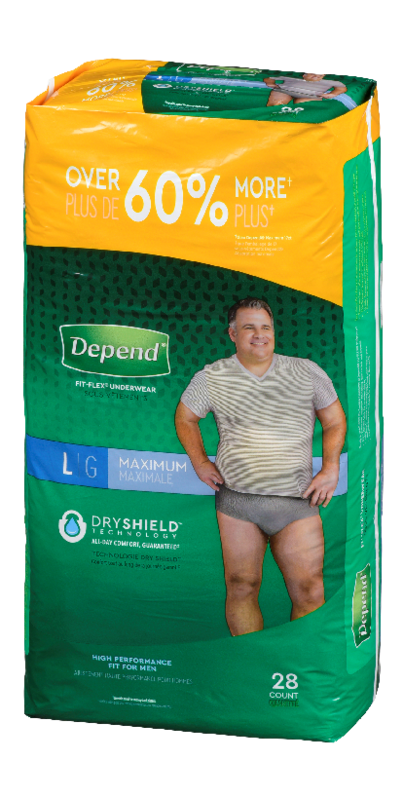 Depend Incontinence Men's Fit Flex Underwear Dryshield Size Large 17 Count  Pack