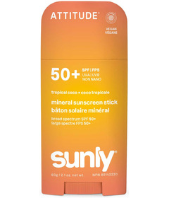 ATTITUDE Sunly Mineral Sunscreen Face & Body Stick SPF 50 Tropical Coco