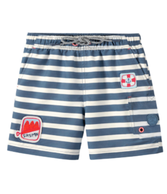 Souris Mini Children Swim Shorts Blue and Cream Stripes