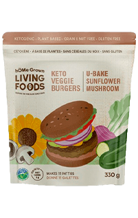 hOMe Grown Living Foods Préparation pour burgers végétariens cétogènes à base de graines de tournesol et champignons