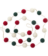 Silver Tree Garland With Felt Balls In Red, Green And White