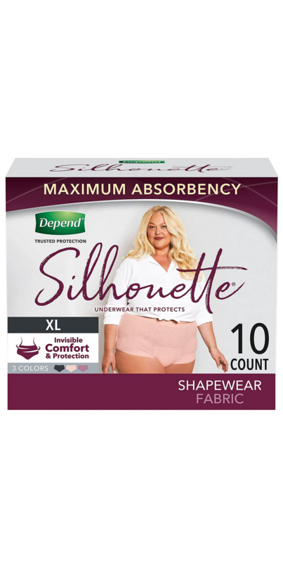  Depend Silhouette Adult Incontinence And Postpartum Underwear  For Women, Extra-Large, Maximum Absorbency, Pink, 48 Count
