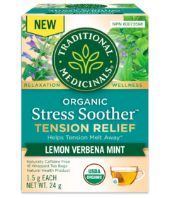Traditional Medicinals Stress Soother Tension Relief Tea Lemon Verbena Mint