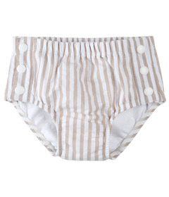 Petit Lem Swim Diaper Taupe Stripe Seersucker Sand