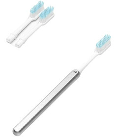 Nada Adult Toothbrush Starter + 2 Brush Heads Soft Silver