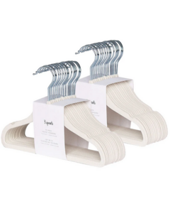 3 Sprouts Velvet Hangers Solid Cream
