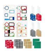 Hallmark Christmas Gift Tags with Ribbon, Sticker Seals, and Mini Notecards