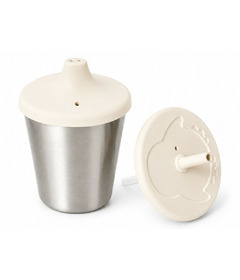 Micasso & Co 2-in-1 Stainless Steel Cup With Straw & Spout Creamy White