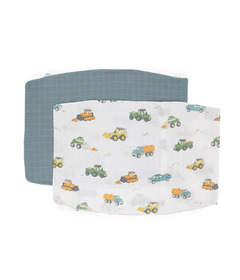 Little Unicorn Cotton Muslin Toddler Pillowcase Set Work Trucks