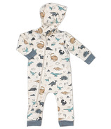 Silkberry Baby Bamboo Fleece Hooded Romper with Zipper Dino Delight