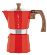 GROSCHE Milano Red Stone Stovetop Espresso Maker 6 Cup